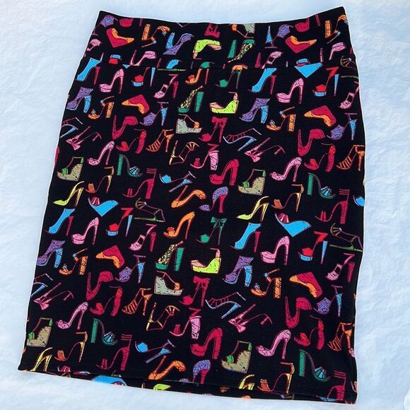LuLaRoe high heel shoe print stretch skirt Plus size 2X - Picture 3 of 6